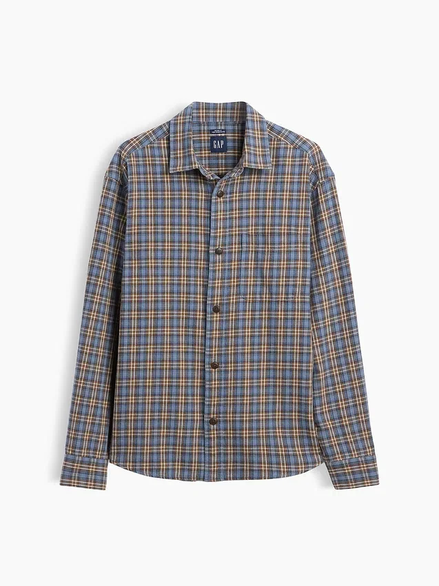 Camicia a quadri dal taglio morbido in twill slavato