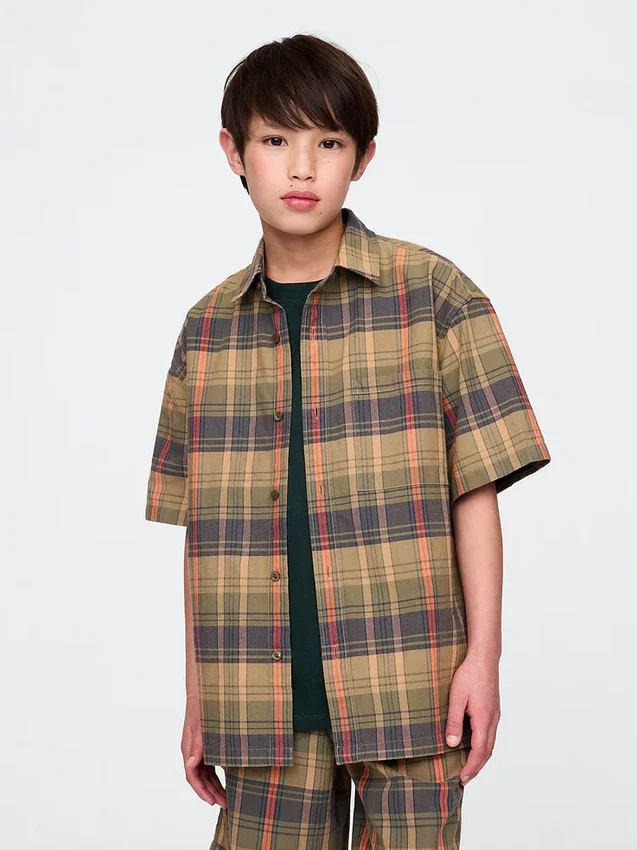 Camicia a quadri dal taglio morbido per bambini