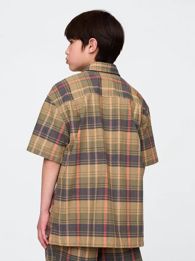 Camicia a quadri dal taglio morbido per bambini