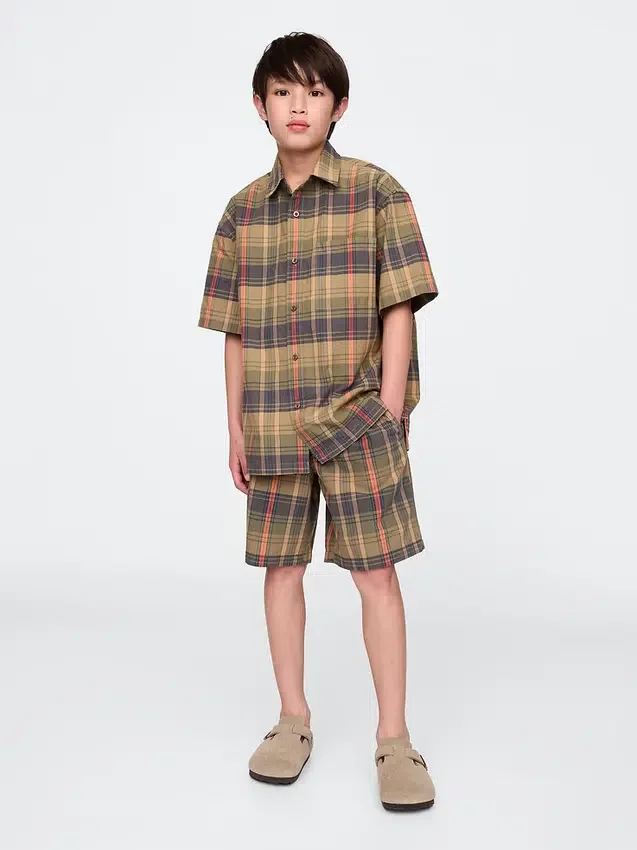 Camicia a quadri dal taglio morbido per bambini