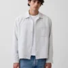 Camicia a righe Dobby dalla vestibilità comoda con orlo dritto