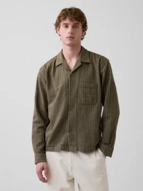 Camicia a righe Dobby dalla vestibilità comoda con orlo dritto