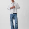 Camicia a righe Dobby dalla vestibilità comoda con orlo dritto