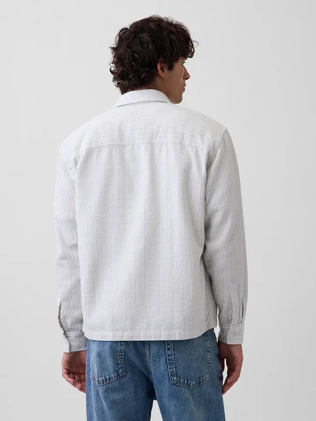 Camicia a righe Dobby dalla vestibilità comoda con orlo dritto
