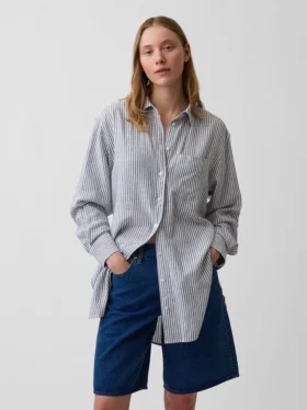 Camicia a tunica oversize in misto lino