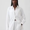 Camicia a tunica oversize in misto lino