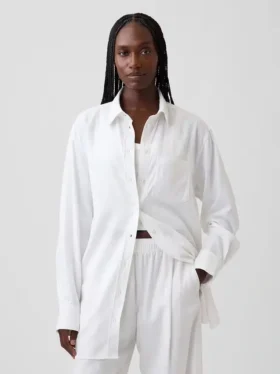 Camicia a tunica oversize in misto lino