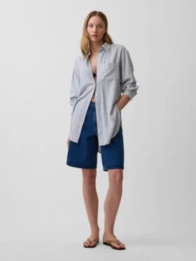 Camicia a tunica oversize in misto lino
