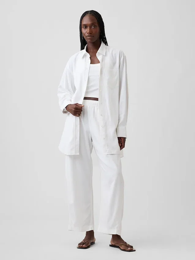 Camicia a tunica oversize in misto lino