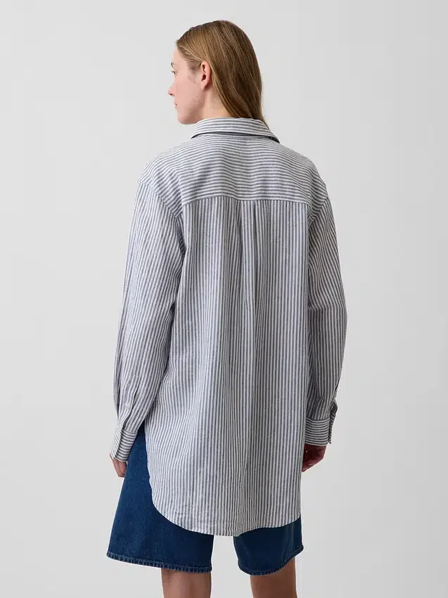 Camicia a tunica oversize in misto lino