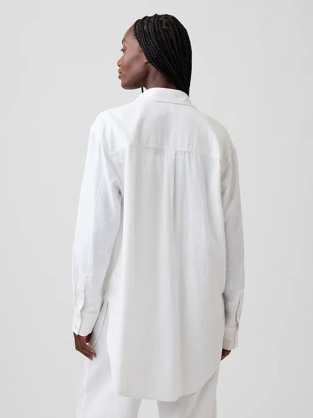 Camicia a tunica oversize in misto lino
