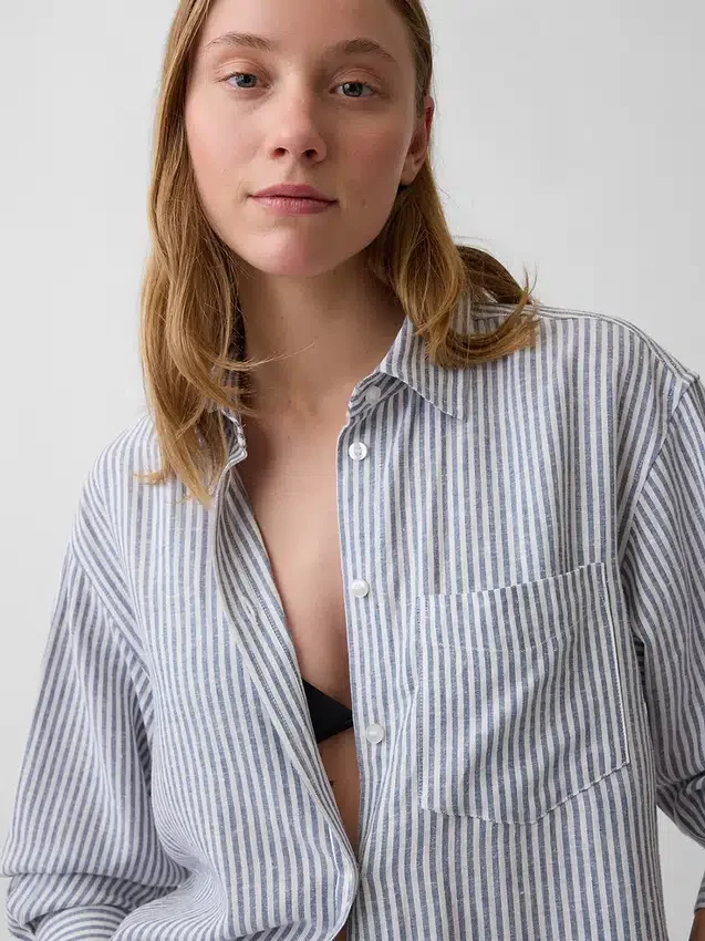 Camicia a tunica oversize in misto lino
