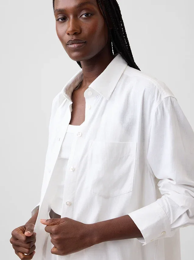 Camicia a tunica oversize in misto lino