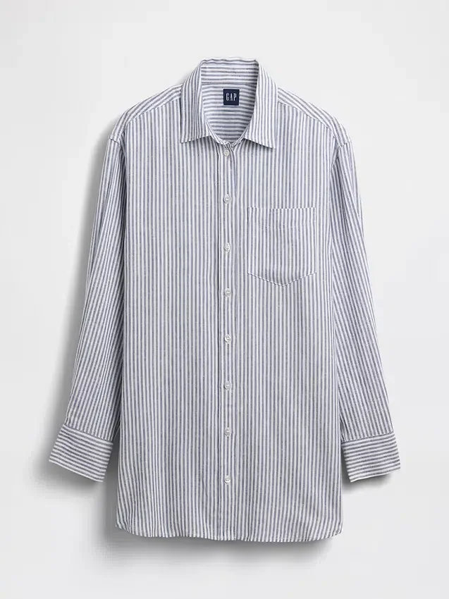 Camicia a tunica oversize in misto lino
