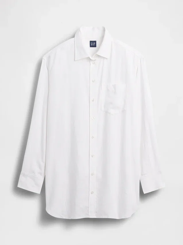 Camicia a tunica oversize in misto lino