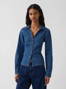 Camicia aderente in denim
