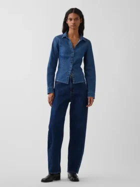 Camicia aderente in denim