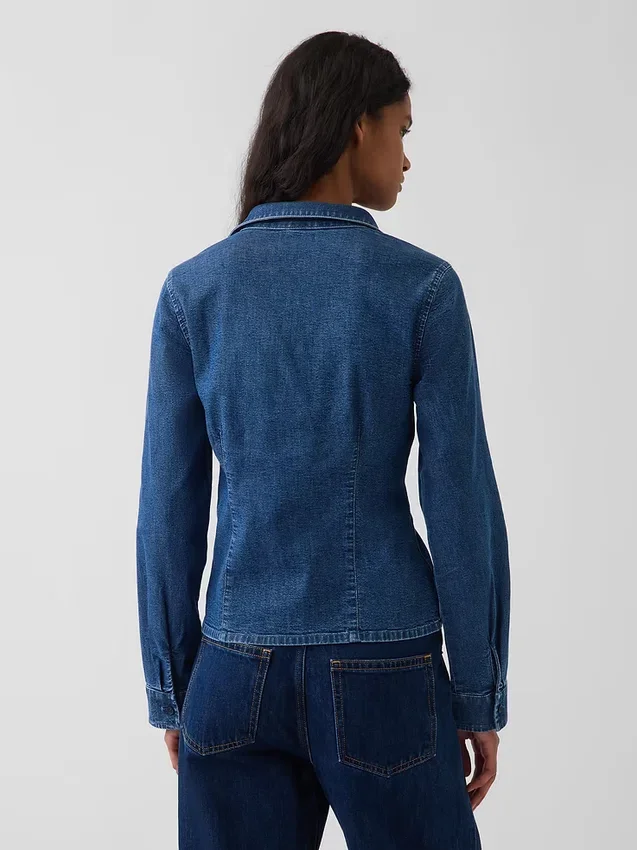 Camicia aderente in denim