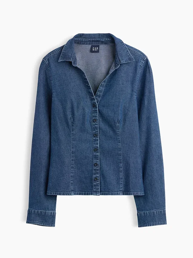 Camicia aderente in denim