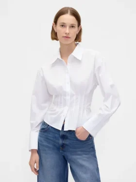 Camicia aderente in popeline di cotone biologico