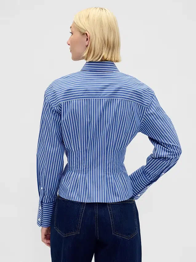 Camicia aderente in popeline di cotone biologico