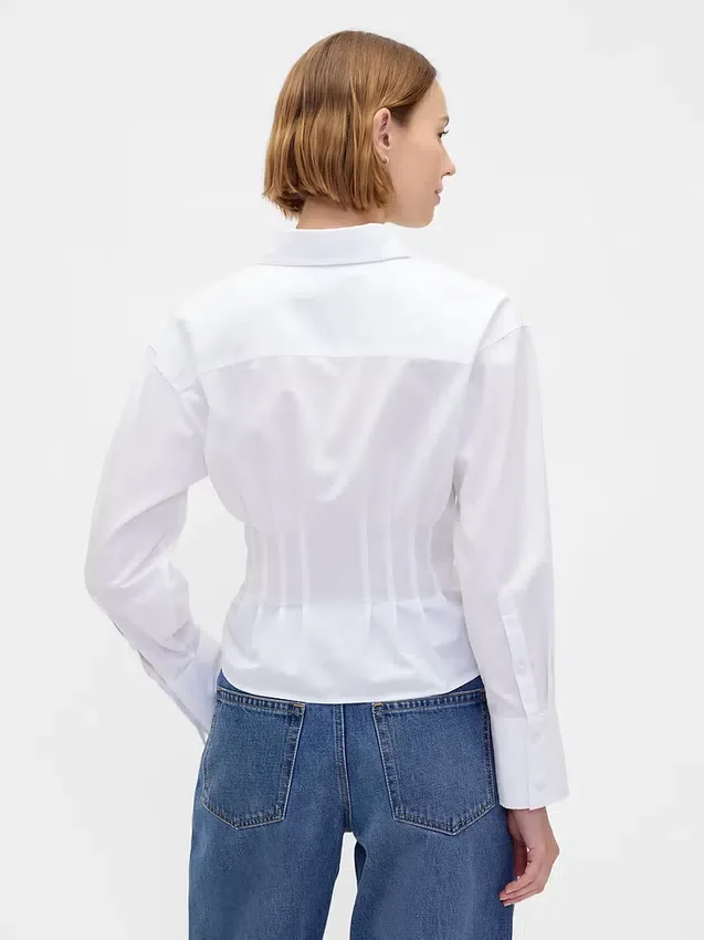 Camicia aderente in popeline di cotone biologico