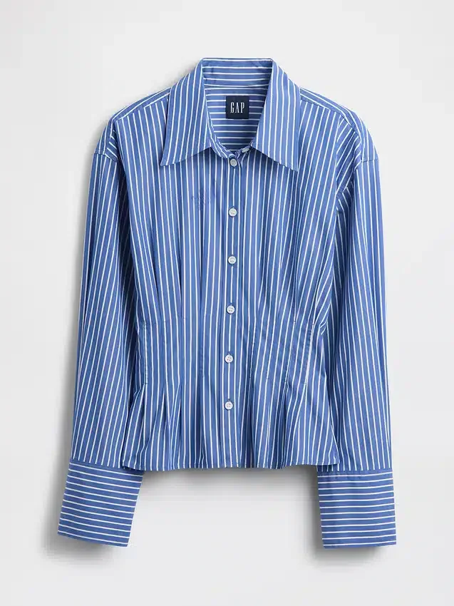 Camicia aderente in popeline di cotone biologico
