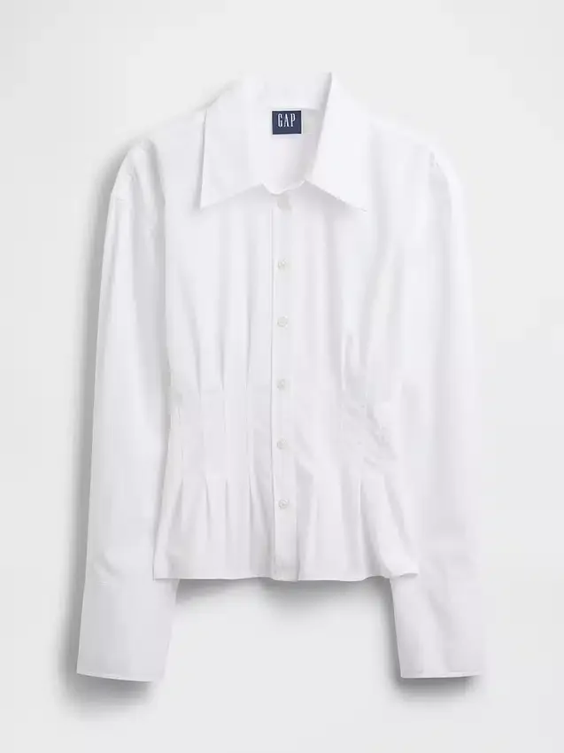 Camicia aderente in popeline di cotone biologico