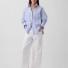 Camicia ampia a righe in popeline di cotone biologico