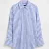 Camicia ampia a righe in popeline di cotone biologico