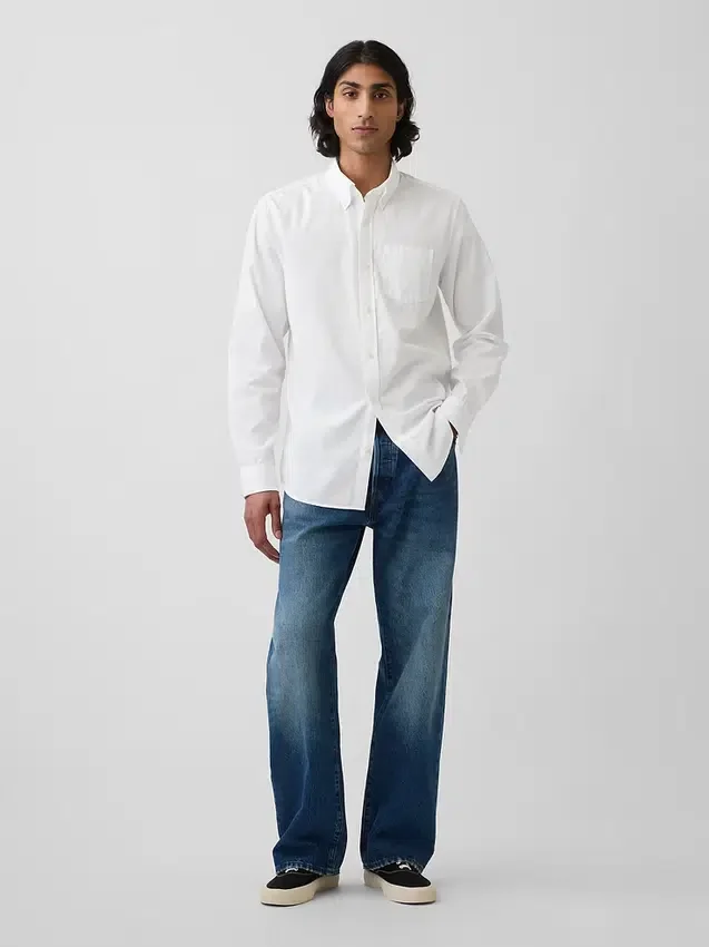 Camicia classica in popeline di cotone biologico