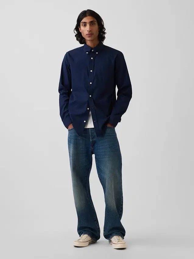 Camicia classica in popeline di cotone biologico