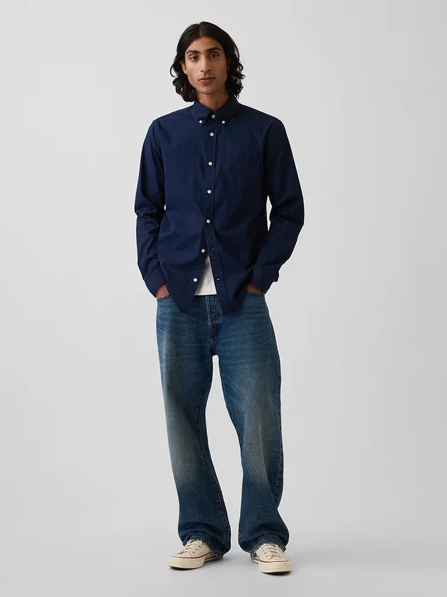 Camicia classica in popeline di cotone biologico