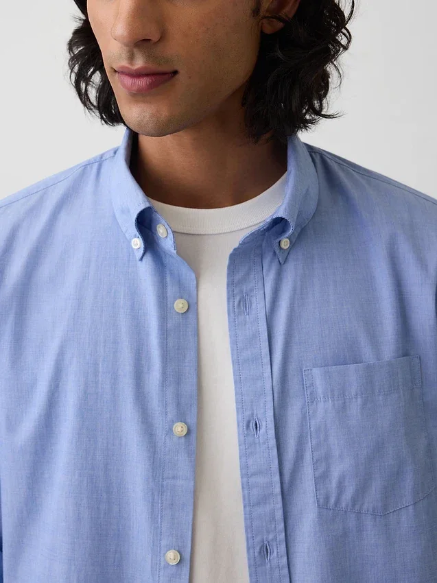 Camicia classica in popeline di cotone biologico