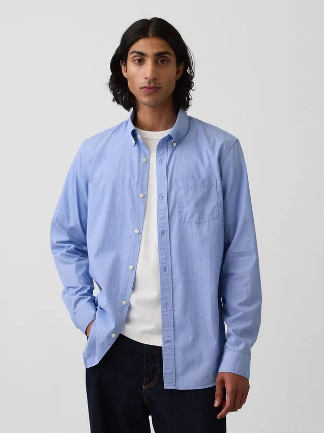 Camicia classica in popeline di cotone biologico