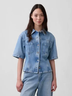 Camicia con tasche in denim ultra morbido