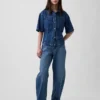 Camicia con tasche in denim ultra morbido