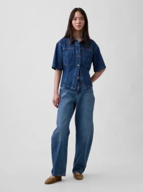 Camicia con tasche in denim ultra morbido