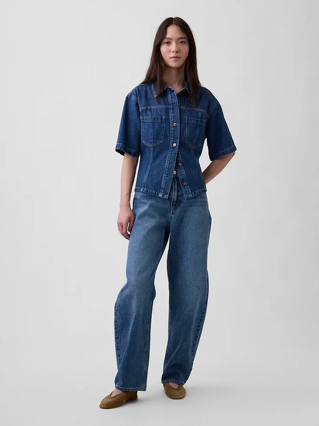 Camicia con tasche in denim ultra morbido
