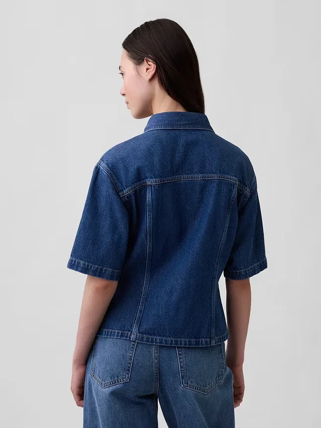 Camicia con tasche in denim ultra morbido