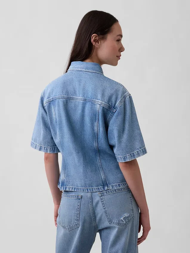 Camicia con tasche in denim ultra morbido