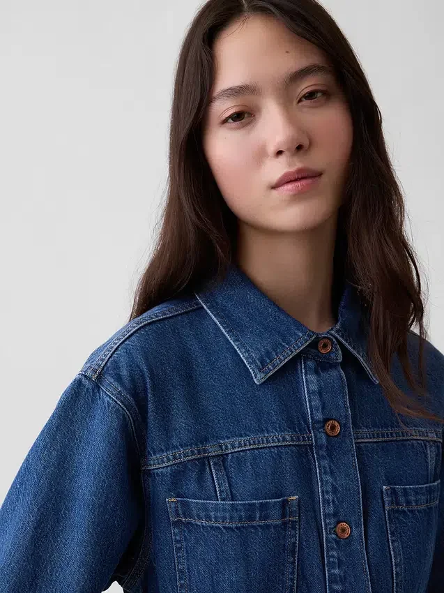 Camicia con tasche in denim ultra morbido