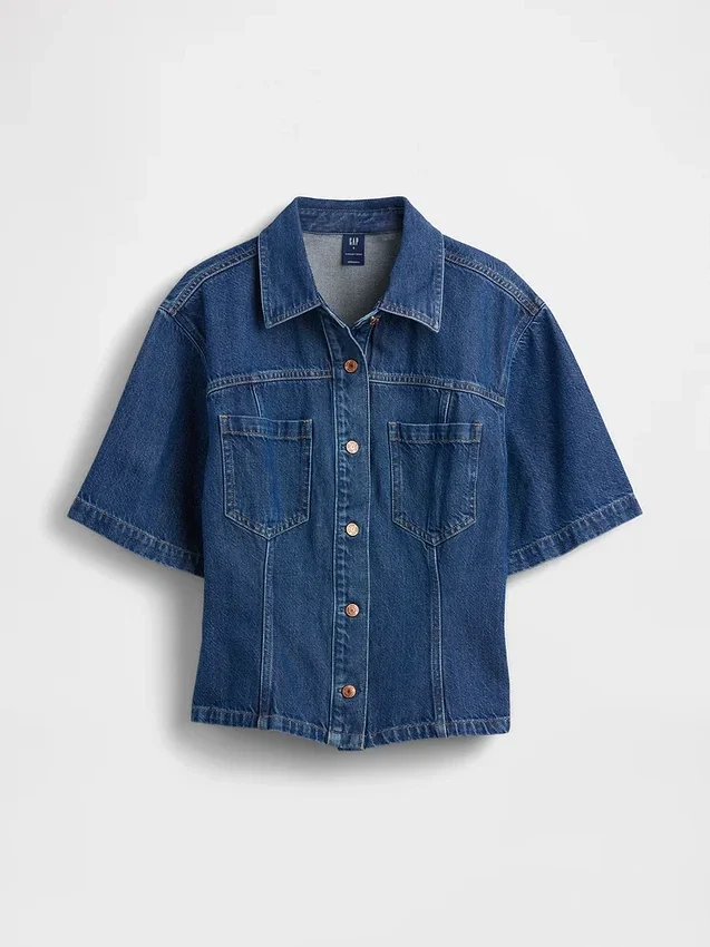 Camicia con tasche in denim ultra morbido