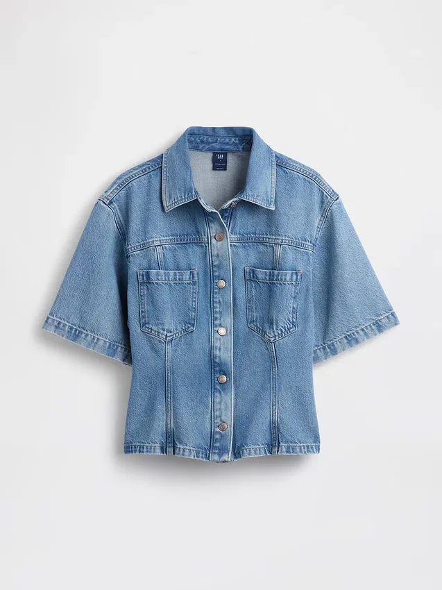 Camicia con tasche in denim ultra morbido