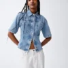 Camicia con tasche in denim ultra morbido
