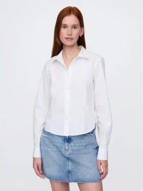Camicia corta aderente in cotone biologico