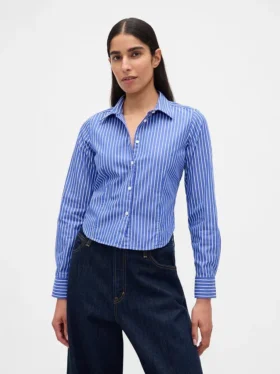 Camicia corta aderente in cotone biologico