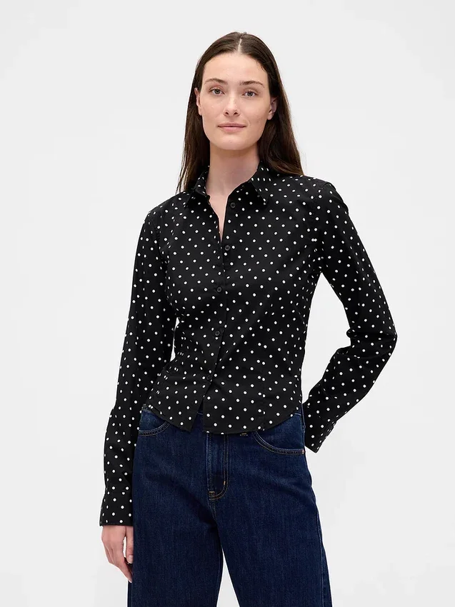 Camicia corta aderente in cotone biologico