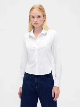 Camicia corta aderente in cotone biologico