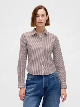 Camicia corta aderente in cotone biologico